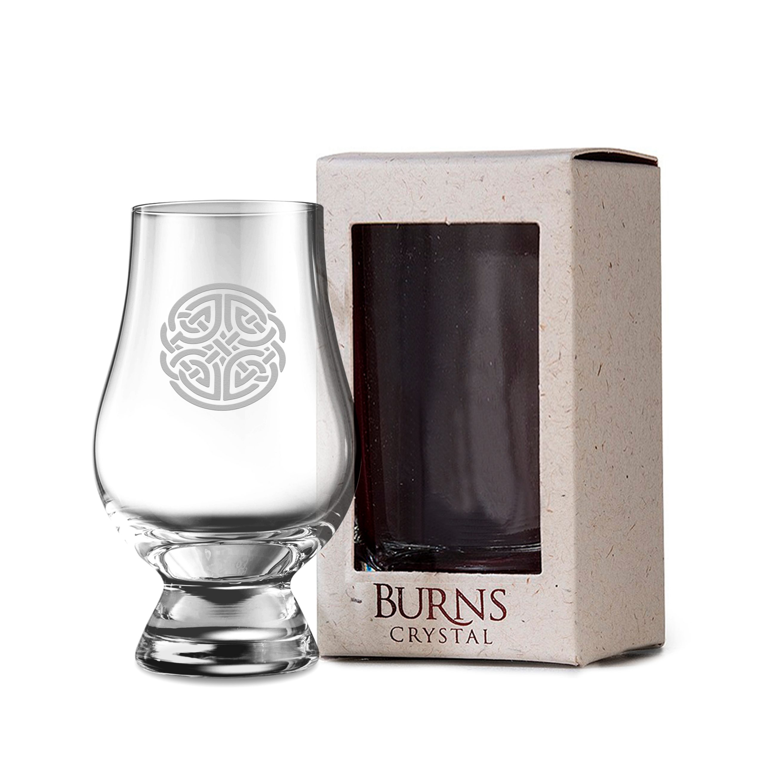 Celtic G Monogram Engraved Glencairn Whisky Glass in Gift Carton 