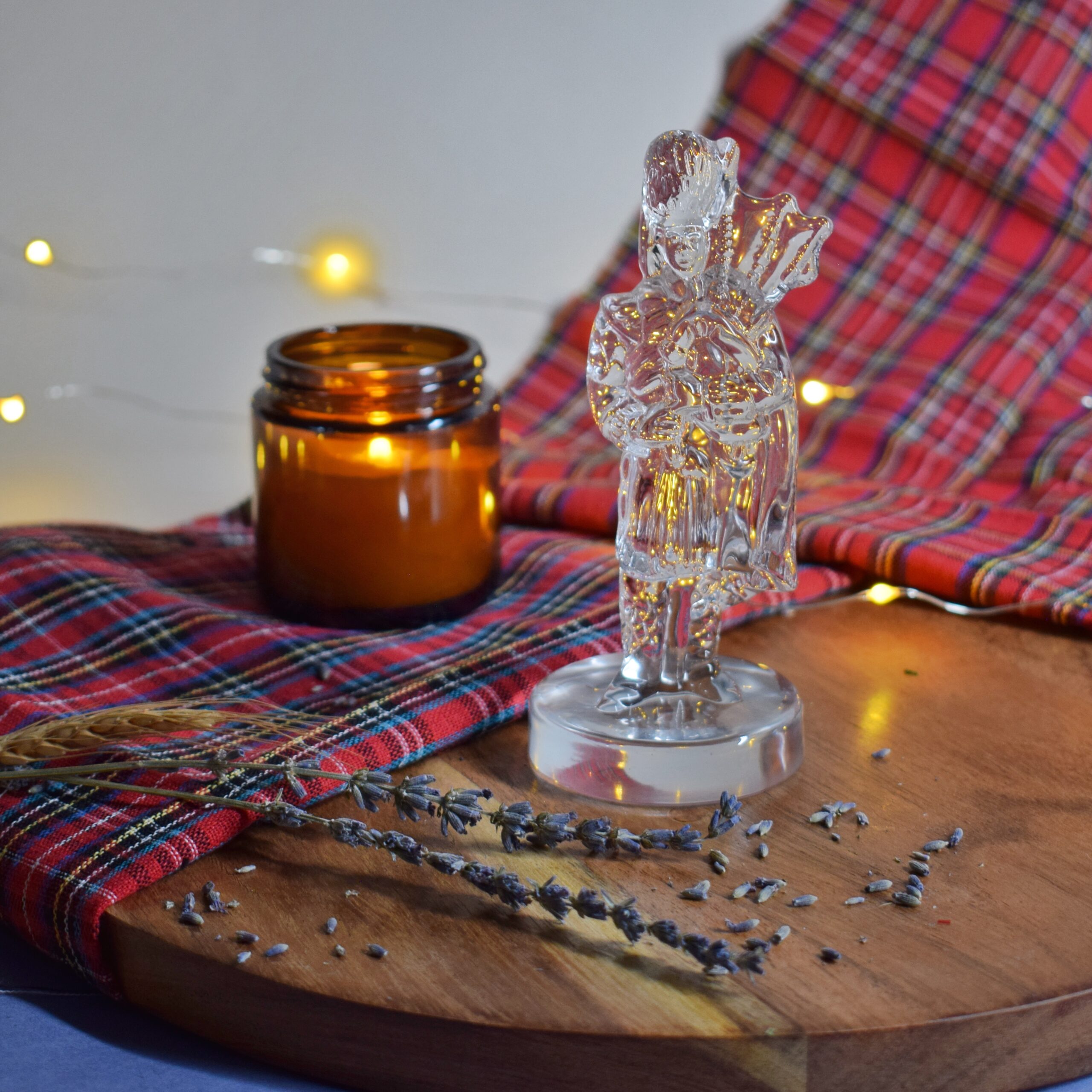 Lg Piper Burns Collins Tot Glass with Clan Engraving Scottish gift